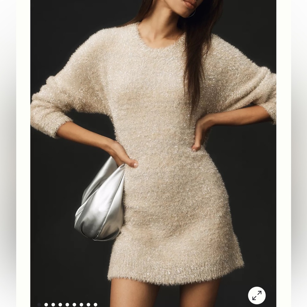 Anthropologie Cream Long Sleeve Dress